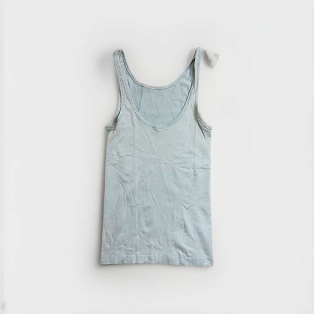 LULULEMON‎ Dusty Blue Ebb To Street Scoop Neck Ribbed Crop Tank Top Sz 4
